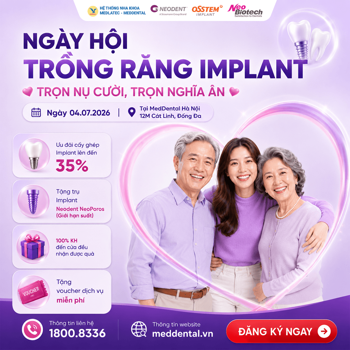 Tháng Vàng Trồng Răng Implant "Trọn Nụ Cười - Trọn Nghĩa Ân" – Ưu đãi đến 35% từ 04/07 đến 30/07/2026