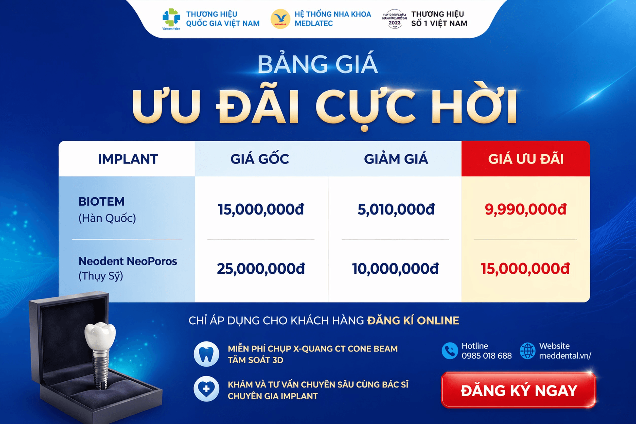 Ưu Đãi Cực Hời Implant Neodent NeoPoros Chỉ 15 Triệu – Tiết Kiệm Ngay 10 Triệu Đồng Tại MedDental